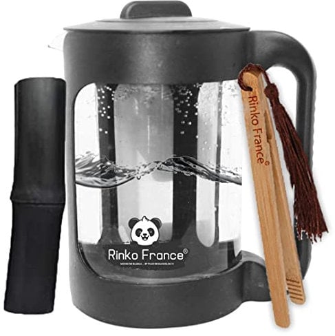 RINKO FRANCE | Set modello X3 Caraffa d'acqua da 1,5 L con un Binchotan naturale in omaggio, carbone attivo 100% biologico, purificazione naturale dell'acqua del rubinetto