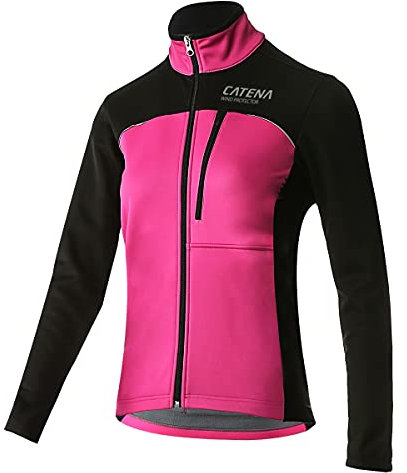 CATENA Fahrradjacke Damen Winter, Wasserdichte Moutainbikejacke, Winddichte Softshelljacke, Atmungsaktive Thermojacke, Reflektierende Radjacke, für Radfahren Laufen Bergsteigen Wandern, Rosa, S