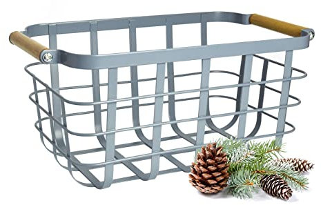 Sendez Aufbewahrungskorb aus Metall Drahtkorb Gitterkorb Metallkorb Allzweckkorb 35x20x16cm Grau