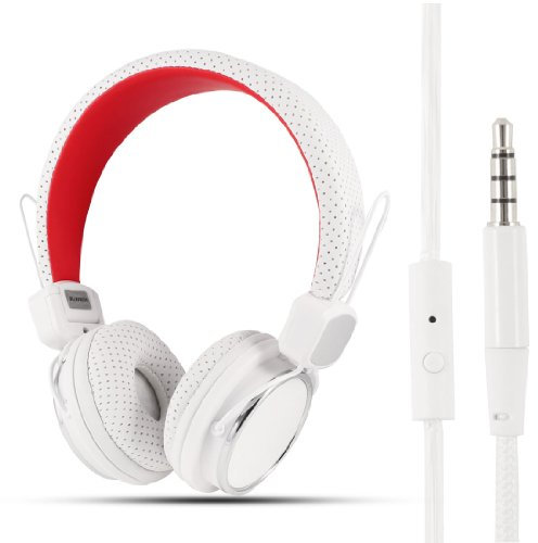 Ruilogod Auriculares estéreo rojos blancos IP-850 W Omnidirectyal Mic para PC MP3 MP4