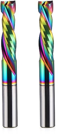 HOZLY Woodwork Milling Cutter ,DLC Coating ,UP & Down Cut 2 Flutes Spiral Carbide Milling Tool CNC Router Compression Wood End Mill Cutter Bits,6mm Shank ,6mm Cutting Dia ,22mm CEL Pack of 2