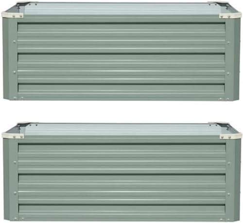 Garden Metal Raised Vegetable Planter Sage Green Outdoor Flower Trough Herb Grow Bed Box 3 Sizes Small 60x60cm Medium 80x60cm Large 120x90cm Twin Pack (Medium 80x60cm x2)