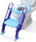 Ikodm Toilettensitz Kinder mit Treppe Kinder Toilettensitz Höhenverstellbar Toilettentrainer Töpfchentrainer Lerntöpfchen mit Kissen und Griffen Blau Kindertoilette WC Sitz