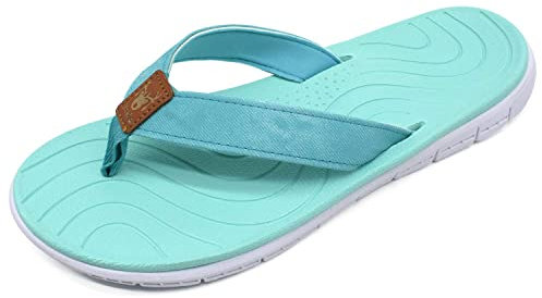 KuaiLu Tongs Femme été Cuir en Tissu Plage et Piscine Flip Flops Confort Soutien Voute Plantaire Tongue Sandales Orthopedique Mousse de Yoga Antidérapantes Douche Claquette turquoise 38
