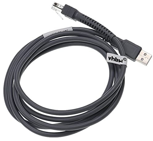 vhbw Câble de données USB 2.0 mâle vers RJ45 mâle Compatible avec Zebra LS9208i Lecteur Code-Barres - Cordon, 2 m Gris