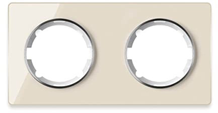 OneKeyElectro: Garda Line, Glas-Abdeckrahmen für Lichtschalter, Steckdose 2fach, waagerecht, Unterputz, matt- antifingerprint, Schutzart IP20, beige