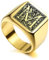 INBLUE Benutzerdefinierte gravierte Initiale Monogram Signet Ring für Männer Frauen Jungen Herren Ringe Edelstahl, Bündel mit Ringgrößeneinstellern (Gold, Größe 65)