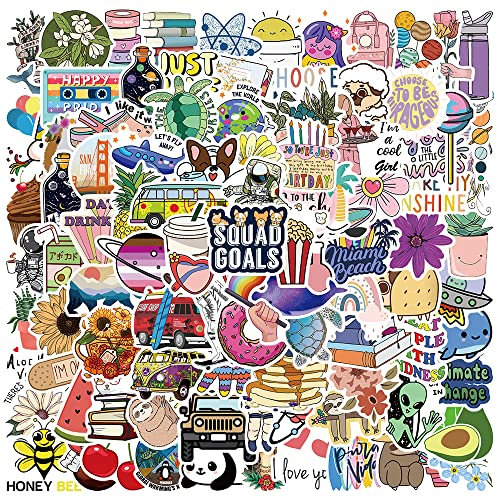 100Pcs Niedliche Aufkleber für Wasserflaschen, Laptop, Gepäck, Fahrrad, Vinyl Wasserdicht Ästhetische Kawaii Aufkleber Packs, Vsco Lustige Aufkleber für Kinder, Jugendliche, Mädchen