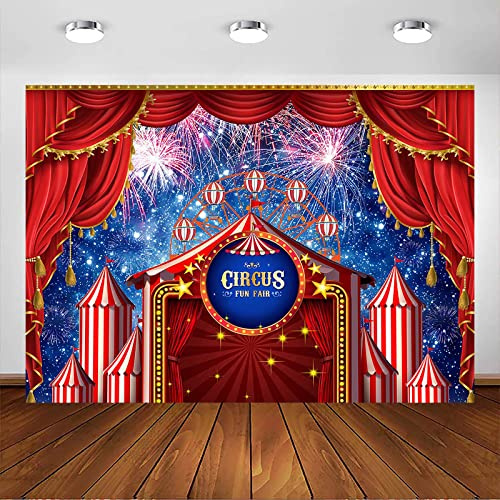 Avezano Zirkushintergrund, Karneval, Nacht, roter Vorhang, Zelt, Fotografie-Hintergrund, Zirkus, Kindergeburtstag, Babyparty, Party, Hintergrund, Banner, Dekorationen, Fotoautomaten-Requisiten (3 x