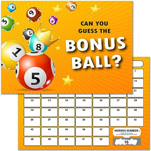 Olivia Samuel 10 x Bonus Ball Fundraising Scratch Cards. A5 Cards with 52 Numbered Squares to Raise Money for Charity