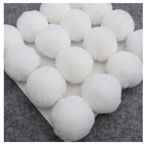 CHUYIX Plüschball Fellbommel Künstlicher Haarball Kaninchenfell Fellpompon Kunstfell Bommel Kunstpelz Flauschige Pomponbälle für Mützen Tasche Schals Schlüsselanhänger 6 cm Weiß 10pcs