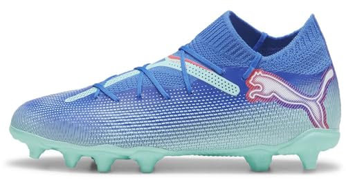 PUMA Future 7 Pro FG/AG Jr, Soccer Shoe, Bluemazing White-Electric Peppermint, 38 EU