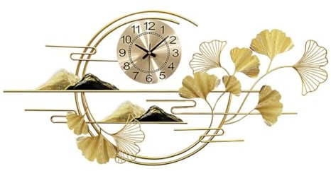 3D Wanduhr Ginkgo Wandhängende Vintage Metall Uhren Für Wohnzimmer, Wanddeko Metall, Wanddeko Metall,Geräuschlos,Schlafzimmer, Küchendekoration, Metallwanddekoration Kunst Wandskulpturen Wohnkultur