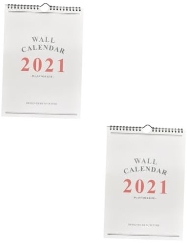 Lurrose 2 Stück 2021 Wandkalender 2021 Planer Zeitplan Tagesordnungskalender 2021 Tischkalender Kalender zum Aufhängen an der Wand Zeitplan planen Spule Memorandum Wochenkalender Büro