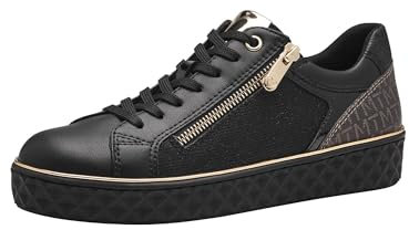 MARCO TOZZI Damen Sneaker flach mit Reißverschluss Vegan, Schwarz (Black Comb), 36 EU