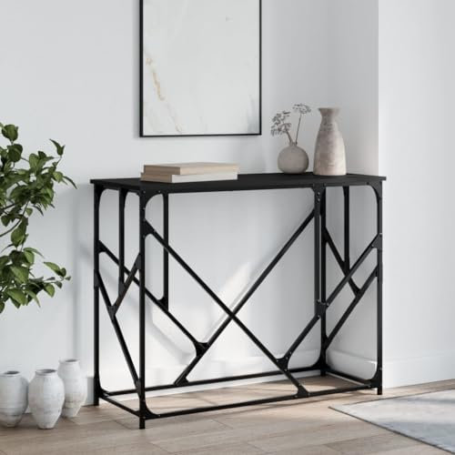 Coavain Table Console Noir 100x40x80cm Bois D'ingénierie Gueridon Haut Commode Entree Couloir Meuble D'entrée avec Rangement Bout de Canapenureau Etudiant Salon Complet