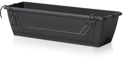 Spetebo Balkon Blumenkasten mit Halterung und Bewässerungssystem - 1 Stück in 60 cm - Kunststoff Geländer Pflanztopf in anthrazit - Blumentopf Pflanzkasten zum Einhängen mit Wasserablauf