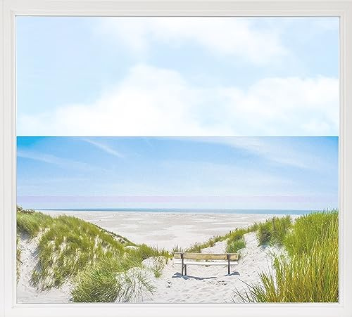 GRAZDesign Fensterfolie Blickdicht Sichtschutz, Sichtschutzfolie Fenster, Glastüren, Duschkabine Motiv Strand 150x57cm
