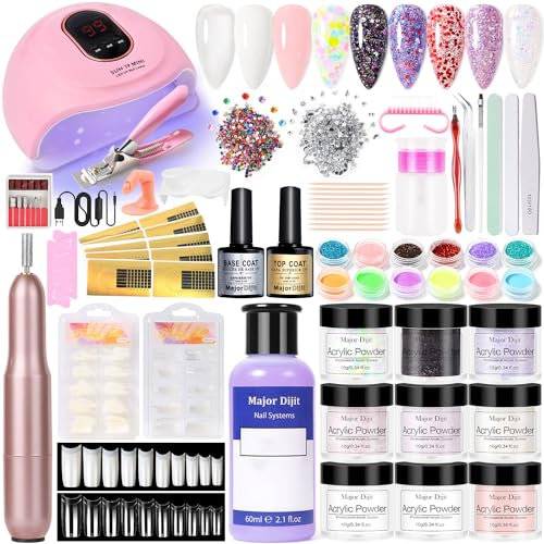 Acrylic Nail Kit - Electric Drill Set, UV Lamp, 3D Art Manicure Supplies for Beginners With Everything
