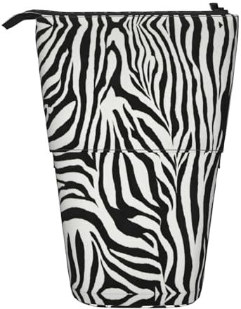 WURTON Federmäppchen mit Zebra-Druck, Teleskop-Schreibwaren, Aufbewahrungstasche für Zubehör, Büro, Make-up