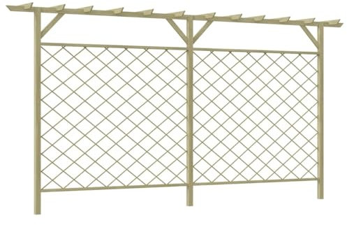 Kavolet Clôture de jardin en treillis - Pergola - Arche à rosiers - Grille de fleurs avec dessus en bois de pergola - Clôtures décoratives - Pin imprégné
