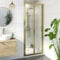 Luxura® 760mm Bifold Folding Shower Door for Wet Room Cubicle Enclosures, 6mm Toughened Safety Glass Space Saving, Framed, Brushed Brass