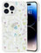 LLZ.COQUE Magnetic for iPhone 14 Pro Max Case Floral, Compatible with Magsafe Flower Pattern Phone Case, Translucent Matte Back Anti-scratch Protective Cover for iPhone 14 Pro Max, White Spray