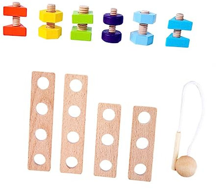 BCOATH 1 Satz Nuss Spielzeug farbige Streichhölzer Puzzle-Spielzeug DIY-Konstruktionsspielzeug Kinder basteln Kinder Puzzle Manuelle Gehirnspielzeuge Schraube Spielbrett hölzern Colorful