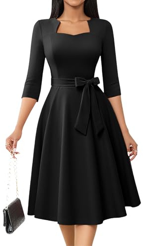 HomRain Cocktail Dresses for Women Formal Wedding Guest Church for 2026 Funeral Tea Length Party Elegant Vintage Dress