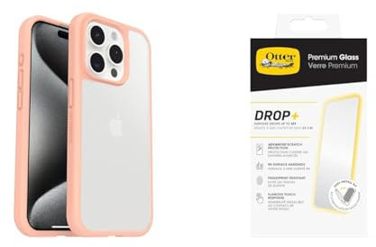 OtterBox Protective Sleek Case Apple iPhone 15 Pro Peach Perfect - clear/peach - ProPack with Premium Tempered Glass Protector