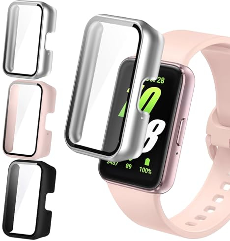 Vancle Custodia per Samsung Galaxy Fit 3, 3 pezzi, copertura completa, pellicola protettiva in policarbonato rigido, per Samsung Galaxy Fit 3 (argento/rosa/nero)