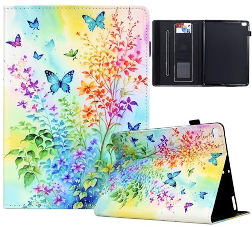 TEDTIKJT Hülle für Tablette iPad Mini 5 2019 7.9 Hülle PU Leder Flip Cover Schutzhülle mit Kartenschlitz Ständer für iPad Mini 5/iPad Mini 4/iPad Mini 3/iPad Mini 2/iPad Mini 1 Cover,Bunte Blumen