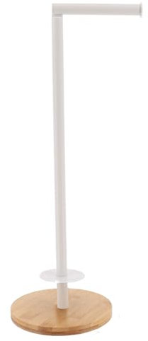 Tendance - Reserve et derouleur papier wc bambou metal - blanc