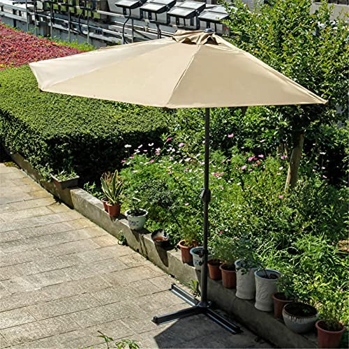 Sombrilla de jardín con función de inclinación, base cruzada, color beige, sombrilla lateral para patio, piscina, terraza, balcón, patio, protección UV
