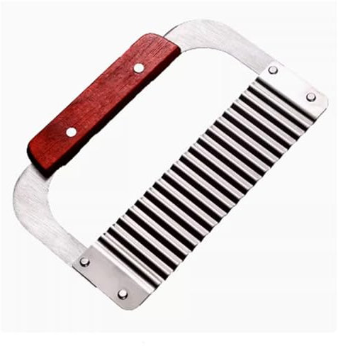 Heavy Duty Crinkle Cutter for Veggies, Stainless Steel, Wavy Potato Chopper Knife, French Fries Slicer Cut Tool, for Carrot Chips Vegetable, Onions