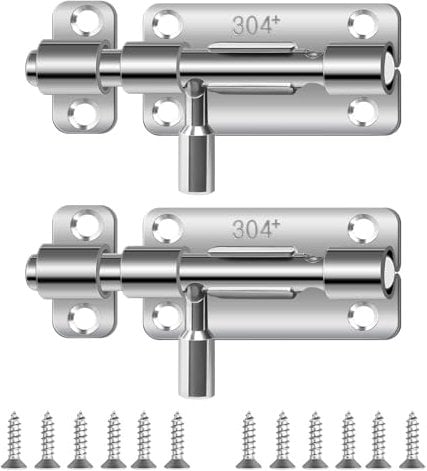 Türriegel 2 Stück Schieberiegel Edelstahl Bolzenriegel Riegelschloss Klein mit Schrauben Schlossriegel Riegelschloss für Gartentor Badezimmer Schuppen
