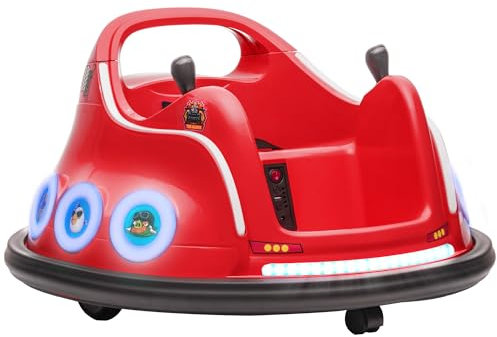 AIYAPLAY 12V Kinder Autoscooter mit 2,4 G Fernbedienung, Elektro Bumper mit Musik und Lichtern, 1,5-3 km/h, Kinder Elektroauto mit 360°-Drehung, für Kinder 3-5 Jahre, Rot