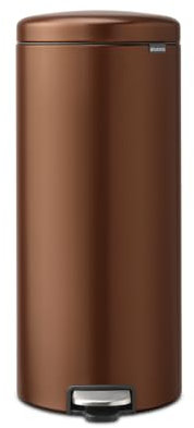 Brabantia - NewIcon 30L Pedal Bin - Large Kitchen Bin - Soft-Close Lid - Lightweight Pedal - Removable Inner Bucket - Non-slip - Warm Bronze - 30 x 38 x 68 cm