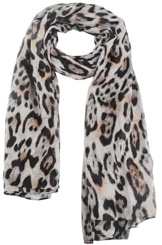 GWAWG Leopard Print Schal für Damen Leo Halstuch Eleganter Leichter Sommerschal mit Leopardenmuster Tuch im Animal Print Design Tücher für Frauen Ideal für Alltag Abendmode