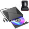 BHHB Lecteur CD Externe pour Mac avec Housse de Rangement, Lecteur DVD pour Lato, graveur CD USB 3.0 USB C, Lecteur DVD, graveur ROM Compatible avec Lato Dekto Mac, Widow 11、10、8、7 Liux
