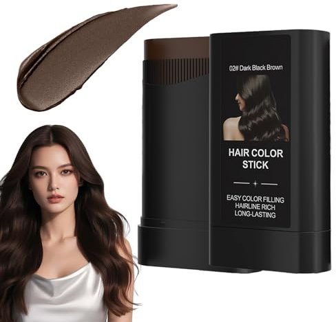 2-in-1 Haarfarbe Stick & Kamm, sichere und bequeme Kamm Haarfarbe, Touch up Stick, wasserdicht und schweißdicht für schnelle Berührung,02# Dunkelschwarz Braun
