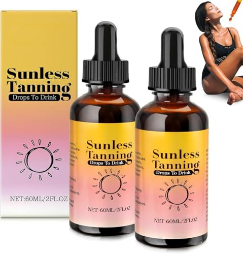 Bräunungstropfen zum Trinken, 2 Stück Bräunungstropfen zum Einnehmen, Selbstbräune Nahrhafte Braune Enhancer, 60ml Tanning Drops with Benefits Tan, Nähren Und Mit Feuchtigkeit Versorgt Bronz