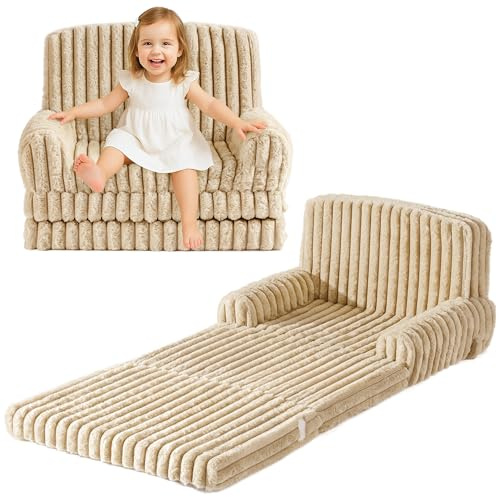 ROBUD Kinder Sofa 2-in-1 Klappsofa & Matratze – Faltbares Kindersofa mit abnehmbarem Bezug, Aufbewahrungstasche & Tragegriff