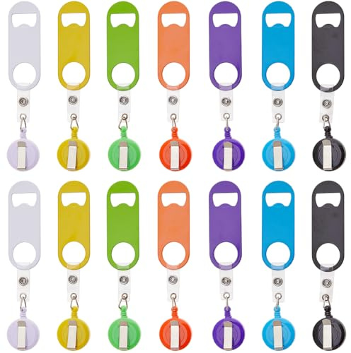 SUPERFINDINGS 14Pcs Flat Bottle Opener Bartender Retractable Bottle Opener Stainless Steel Bottles Openers Beer Openers with Belt Clip for Kitchen Home Supplies
