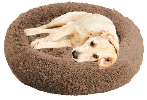 ADUODAO Flauschiges, beruhigendes Haustierbett, Donut-Hundebett, rundes Plüschkissen für kleine, mittelgroße und große Hunde, Welpen-Donut-Kissen, Anti-Angst, orthopädisches Katzennest (80 x 80 x 20