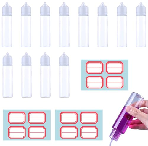 ZFRITP 12 Stück 30ml Liquid Flaschen Mit Transparenten Verschlüssen Und Etiketten - Leere Quetschflasche Zum Mischen, Nachfüllen & Dosieren, Flüssige Ätherische Öle - Tropfflasche Squeeze Bottle