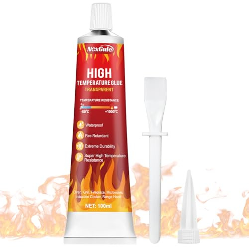 NoxGule Silicone Alta Temperatura, Silicone Trasparente, silicone Alte Temperature, Sigillante Impermeabile Adatto per Caminetti, Stufe, Forni, Forni a Microonde e Piani Cottura a Induzione,100 ml