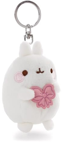 Schlüsselanhänger MOLANG mit Schleife 8cm - weiß - Treuer-Plüschbegleiter für Rucksack oder Tasche, Schlüsselhalter für Klein und Groß | 62770