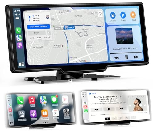 2026 Neuestes 10,26 Zoll Carplay Display & Android Auto Display: Buddy Display mit GPS Navigation 4K Dashcam Rückfahrkamera Bluetooth 5.2 Siri Sprachsteuerung IPS Touchscreen Mirror Link AUX FM 64G TF