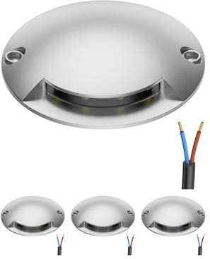 ledscom.de 4x LED Bodenleuchte, Wegmarkierung RUNDA für außen, IP67, aluminium, rund, 70mm Ø, warmweiß